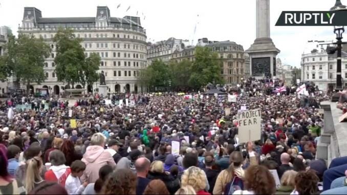 London crowd against pandemic fraud